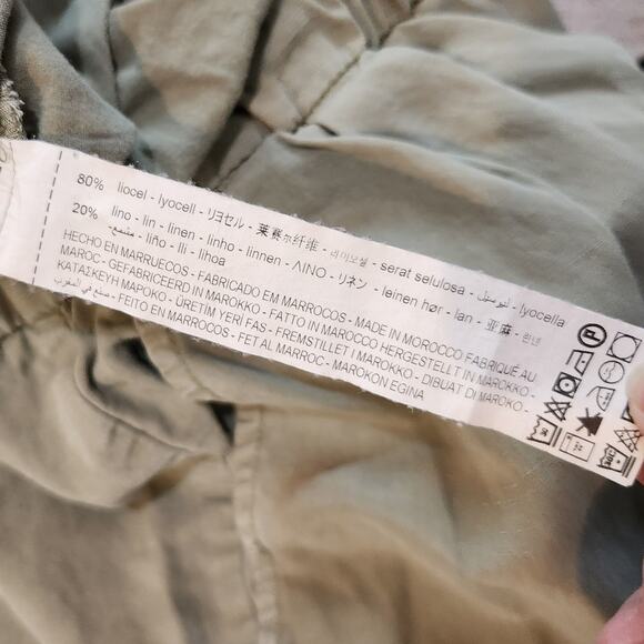 Zara Tan Elastic Waist Straight Leg Drawstring High Rise Trouser Pants Medium - Picture 9 of 9